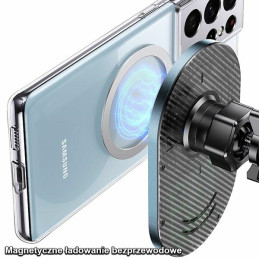 Uchwyt indukcyjny USAMS Magnetic Car Wireless Charging 15W do kratki went. szary