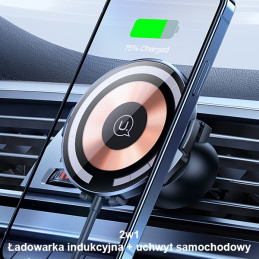Uchwyt indukcyjny USAMS US-CD164 15W 2w1 Magnetic do kratki went. transparent
