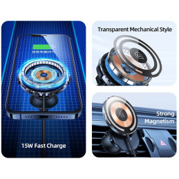 Uchwyt indukcyjny USAMS US-CD164 15W 2w1 Magnetic do kratki went. transparent