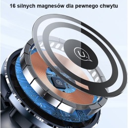 Uchwyt indukcyjny USAMS US-CD164 15W 2w1 Magnetic do kratki went. transparent