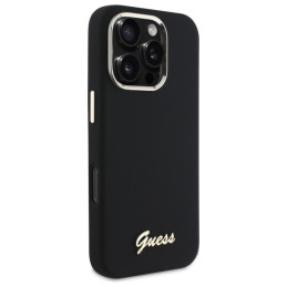 Etui Guess Silicone Script Metal Logo & Frame do iPhone 16 Pro czarne