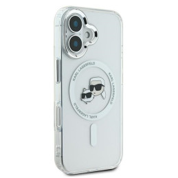 Etui Karl Lagerfeld IML Metal Karl&Choupette Head MagSafe do iPhone 16 Plus białe