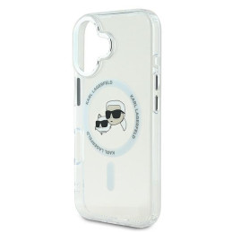 Etui Karl Lagerfeld IML Metal Karl&Choupette Head MagSafe do iPhone 16 Plus białe