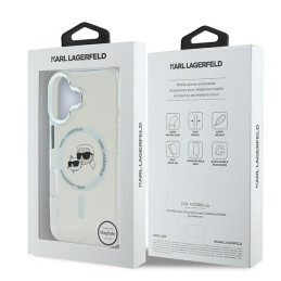 Etui Karl Lagerfeld IML Metal Karl&Choupette Head MagSafe do iPhone 16 Plus białe