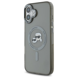 Etui Karl Lagerfeld IML Metal Karl&Choupette Head MagSafe do iPhone 16 Plus czarne