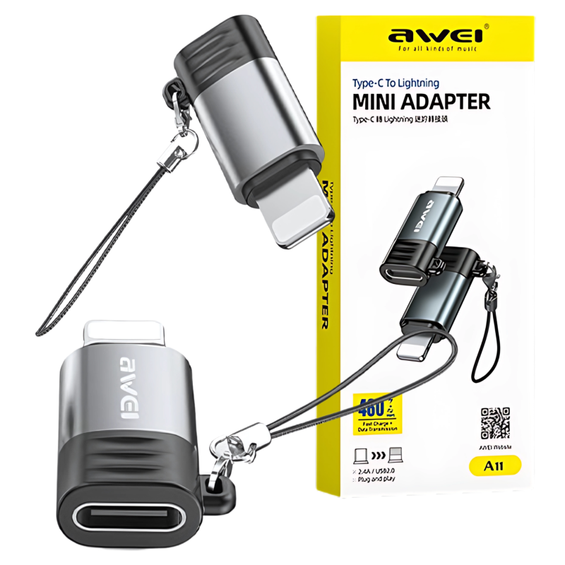 Adapter AWEI A11 USB-C/Lightning szary