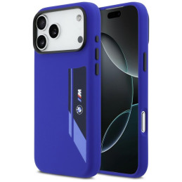Etui BMW M Silicon Vertical Logo MagSafe do iPhone 17 Pro Max granatowy
