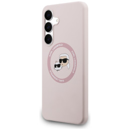 Etui Karl Lagerfeld Silicone Karl&Choupette Heads MagSafe do Galaxy S25 FE różowy