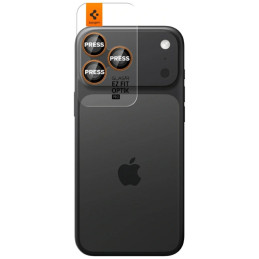 Szkło na obiektyw aparatu Spigen Optik Pro Glas. TR "EZ FIT" do iPhone 17 Pro Max/16 Pro/16 Pro Max pomarańczowy, 2szt.