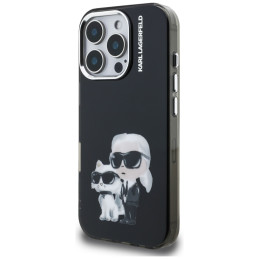 Etui Karl Lagerfeld IML Aquarelle Karl & Choupette & Logo do iPhone 16 Pro Max czarny
