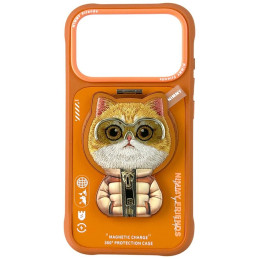 Etui Nimmy Cool&Cute 2.0 Cat do iPhone 17 Pro Max z magnetyczną zawieszką pomarańczowy