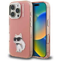 Etui Karl Lagerfeld IML Aquarelle Choupette & Logo do iPhone 16 Pro Max różowy