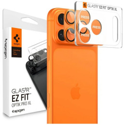 Ochrona na obiektyw aparatu Spigen Glas.Tr Camera EZ FIT Optik Pro XL do Apple iPhone 17 Pro Max pomarańczowy