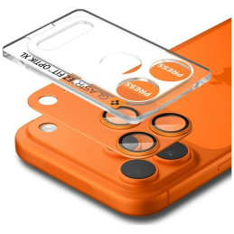Ochrona na obiektyw aparatu Spigen Glas.Tr Camera EZ FIT Optik Pro XL do Apple iPhone 17 Pro Max pomarańczowy