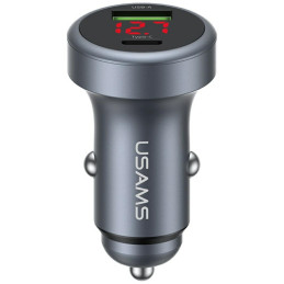 Ładowarka samochodowa USAMS CC327 Aluminium 45W USB-A USB-C tarnish