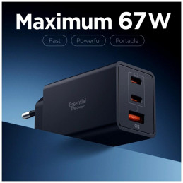 Ładowarka sieciowa Spigen Essential EE673EU 67W 2xUSB-C/USB-A czarny