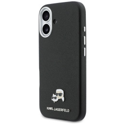 Etui Karl Lagerfeld Karl & Choupette Head Pins Saffiano MagSafe do iPhone 17 czarny
