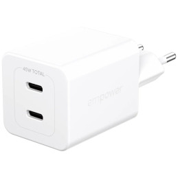 Ładowarka sieciowa empower by PanzerGlass Turbo 45W 2x USB-C srebrno-biały
