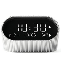 Budzik z czujnikiem temperatury i wilgotności Lexon Ray Clock aluminiowy