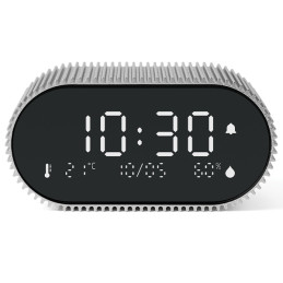 Budzik z czujnikiem temperatury i wilgotności Lexon Ray Clock aluminiowy