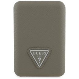 Powerbank indukcyjny Guess Grained Triangle 5000mAh 15W USB-C MagSafe brązowy