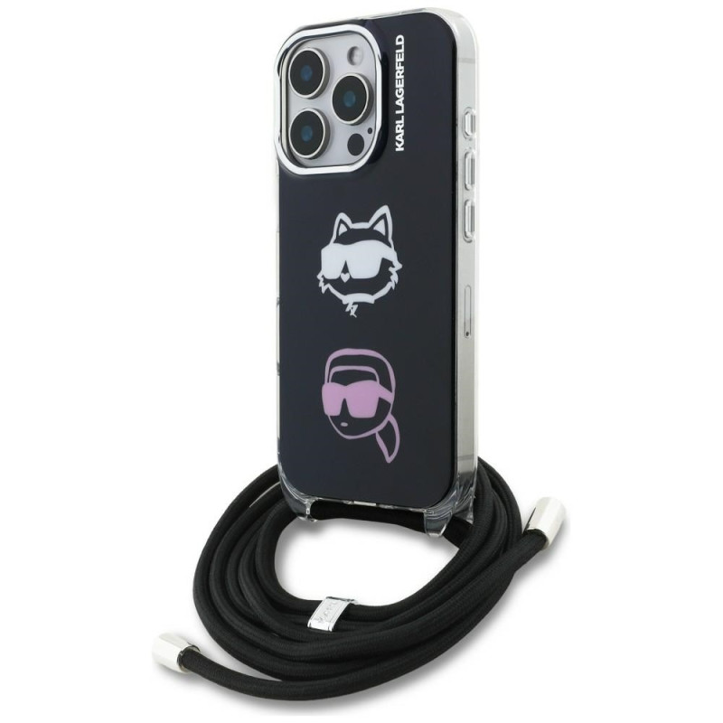 Etui Karl Lagerfeld IML Crossbody Karl&Choupette Head do iPhone 16 Pro Max czarny