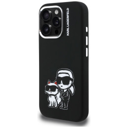 Etui Karl Lagerfeld Silicone Karl&Choupette Sketch MagSafe do iPhone 16 Pro Max czarny