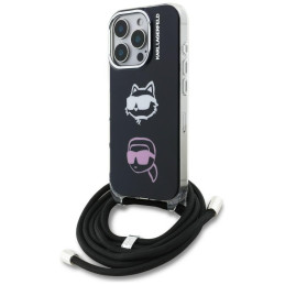Etui Karl Lagerfeld IML Crossbody Karl&Choupette Head do iPhone 16 Pro czarny