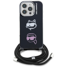 Etui Karl Lagerfeld IML Crossbody Karl&Choupette Head do iPhone 16 Pro czarny