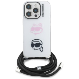 Etui Karl Lagerfeld IML Crossbody Karl&Choupette Head do iPhone 16 Pro biały