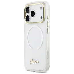Etui Guess IML Gradient Script Metal MagSafe do iPhone 17 Pro Max biały
