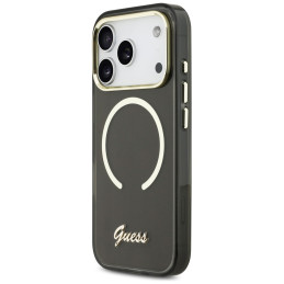Etui Guess IML Script Metal MagSafe do iPhone 17 Pro czarny