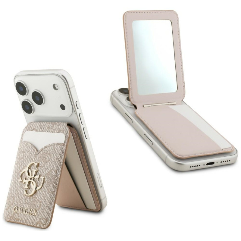 Portfel z lusterkiem Guess 4G Stand & Mirror Magsafe różowy
