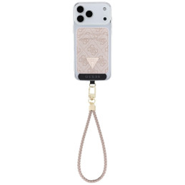 Zestaw portfel + hand strap Guess triangle MagSafe różowy