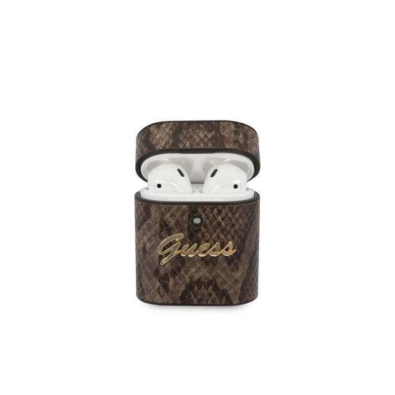 Etui Guess Python Collection do  AirPods 1/2 cover brązowe