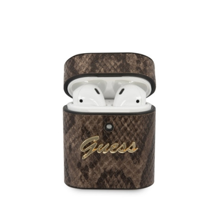 Etui Guess Python Collection do  AirPods 1/2 cover brązowe