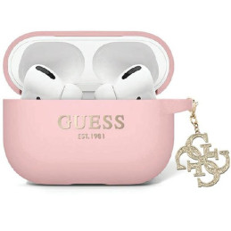 Etui Guess Liquid Silicone Glitter Triangle Charm do AirPods Pro 2 (2022/2023) cover, różowe