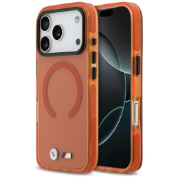 Etui BMW M IML Shockproof Metal Logos MagSafe do iPhone 17 Pro Max promarańczowy