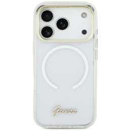 Etui Guess IML Gradient Script Metal MagSafe do iPhone Air biały