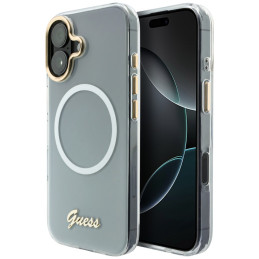 Etui Guess IML Gradient Script Metal MagSafe do iPhone 17 biały