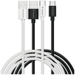 Kable Verbatim Sync & Charge USC-C do A essentials 18W czarny / biały 2szt. 32393