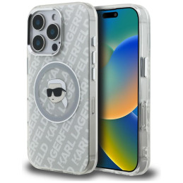 Etui Karl Lagerfeld IML Karl Head Logo MagSafe do iPhone 16 Pro szary