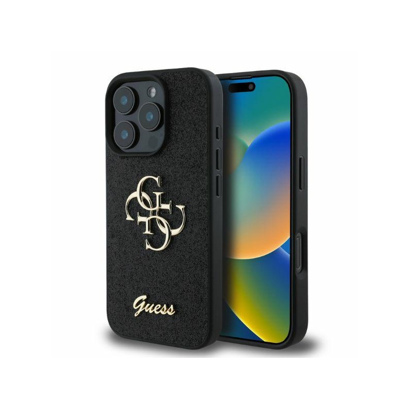 Etui Guess Fixed Glitter Big 4G do iPhone 16 Pro Max, czarny/black
