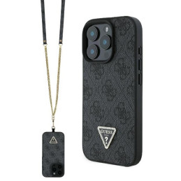 Etui Guess Leather Metal Logo Strass Crossbody do iPhone 16 Pro Max, czarny/black