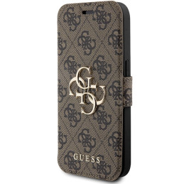 Etui Guess book 4G Metal Logo do iPhone 15 Pro Max, brązowy/brown