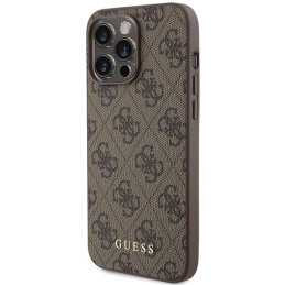 Etui Guess 4G Metal Gold Logo do iPhone 15 Pro Max, brązowy/brown