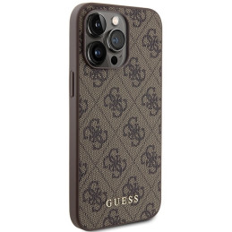 Etui Guess 4G Metal Gold Logo do iPhone 15 Pro Max, brązowy/brown