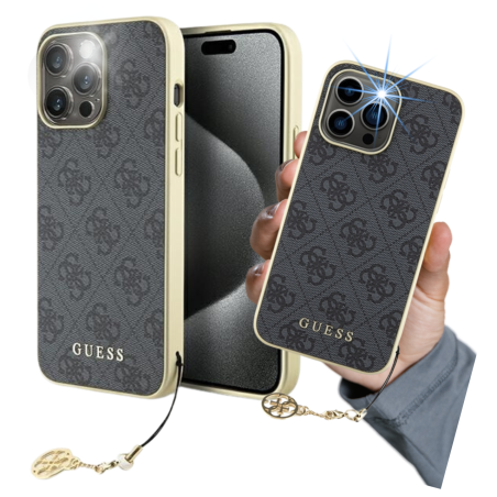 Etui Guess 4G Charms Collection do iPhone 15 Pro Max, grey/szary