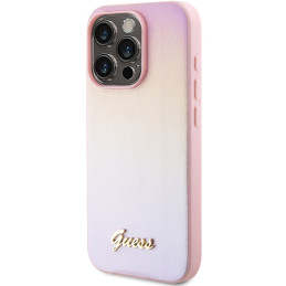 Etui Guess Saffiano Iridescent Script do iPhone 15 Pro Max, różowy/pink