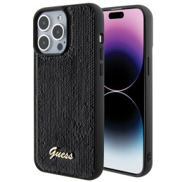 Etui Guess Sequin Script Metal do iPhone 15 Pro Max, czarny/black